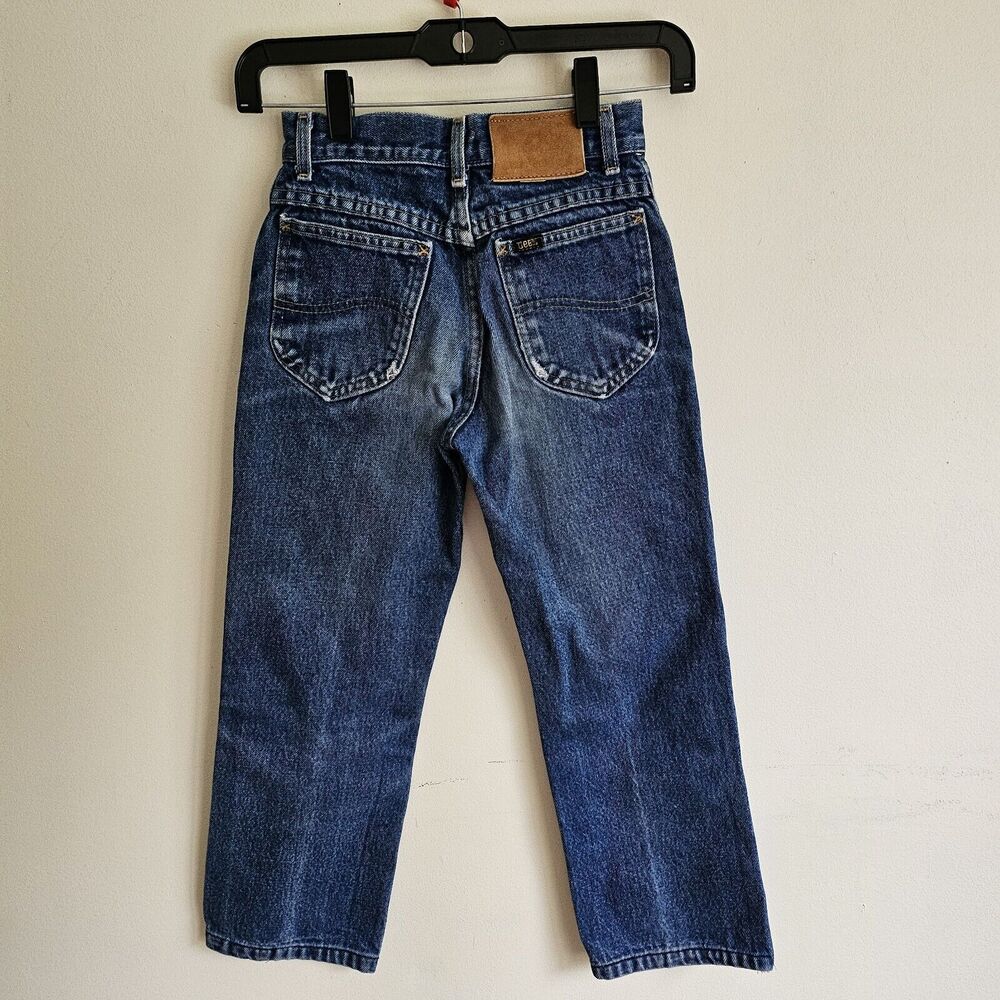 Vintage Lee Jeans Denim Kids Unisex, Size 10 Regular, Made In USA, Distressed - Picture 3 of 9